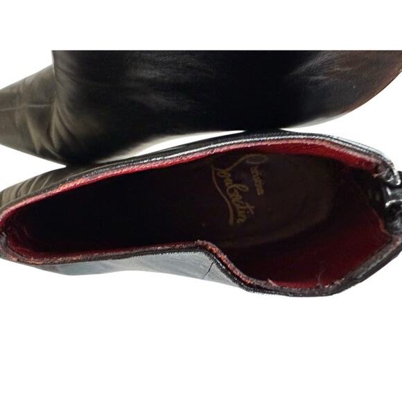 Christian Louboutin Black Leather Pointed Toe Booties 36.5 EU / US 6 Zip Back - Picture 10 of 10